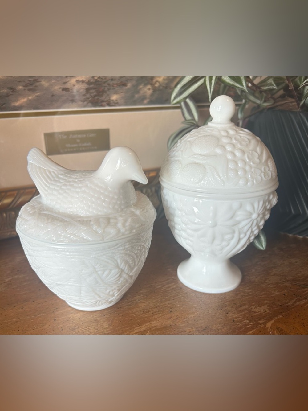 Vintage Avon Milk Glass Trinket Boxes